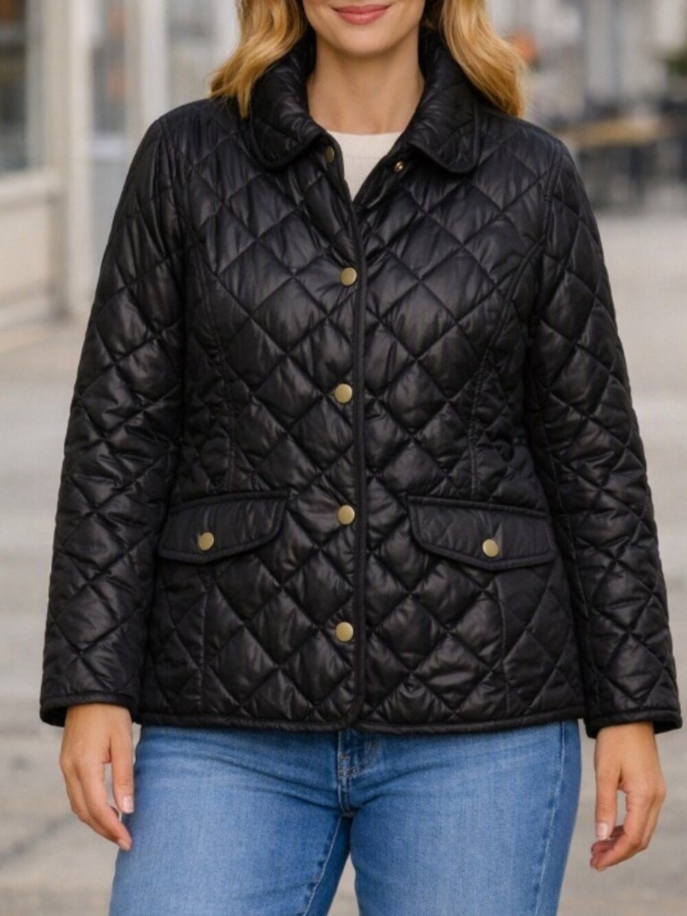 Kate Spade Black Quilted Puffer Coat Jacket L Quiet Luxury Minimalist Old Money